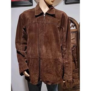 Boston Harbour ~ Mens XL Brown Oak Suede Leather Full Zip Lined Jacket #R2